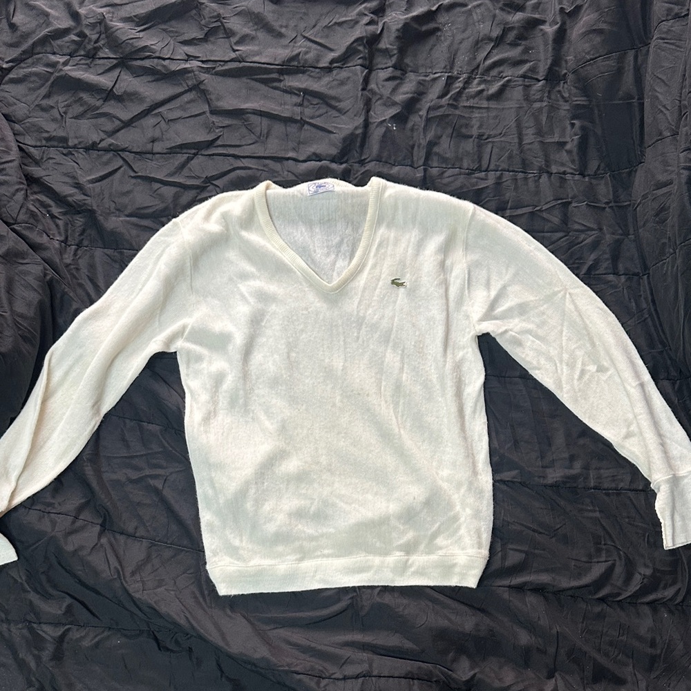 Lacoste Men's Off-White V-Neck Sweater